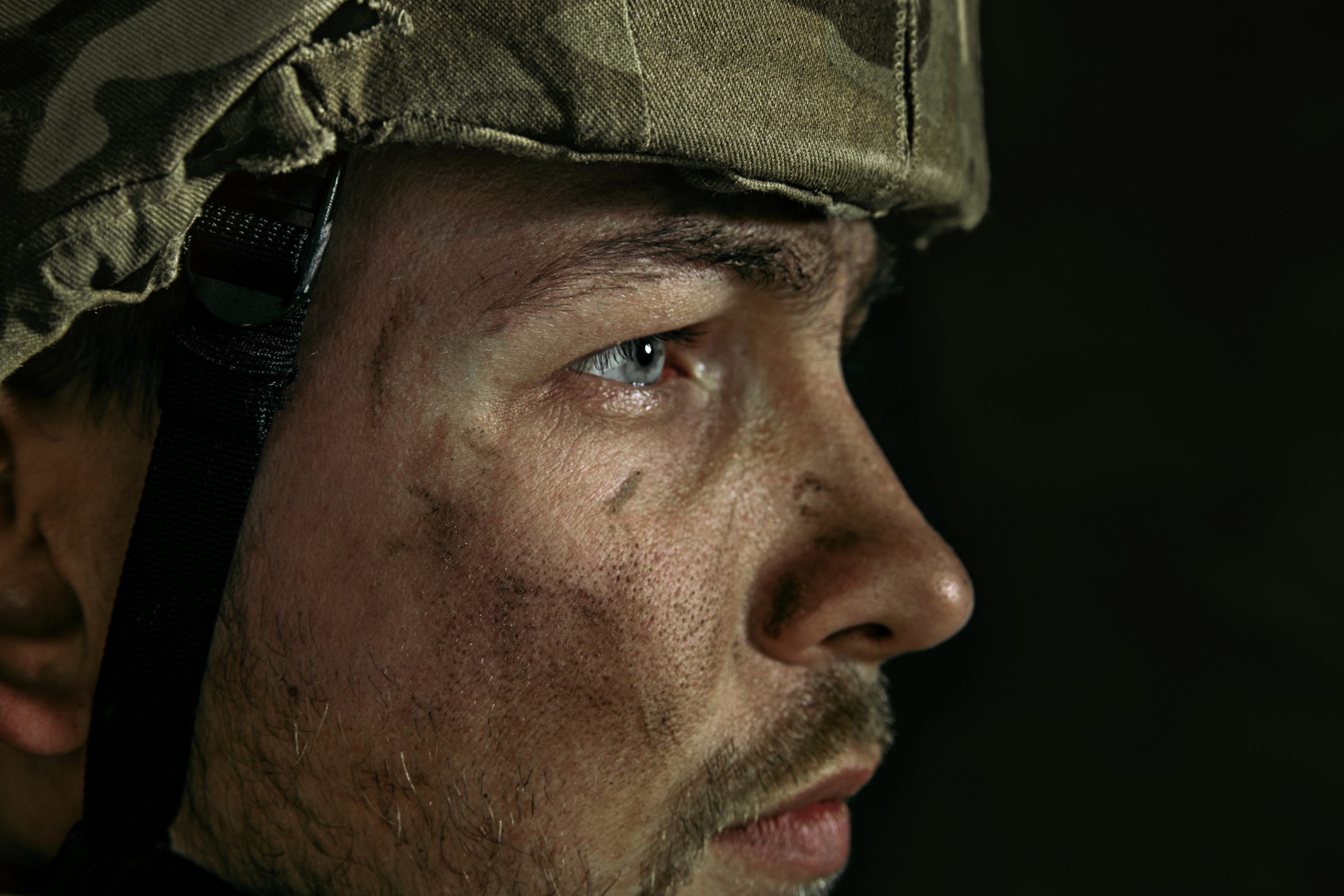 Soldier looking onward